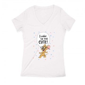 I Woke Up This Cute Női V Kivágott póló
