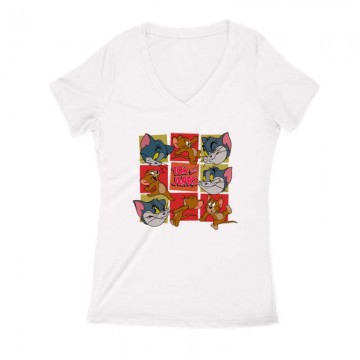 Tom & Jerry Moments Női V Kivágott póló