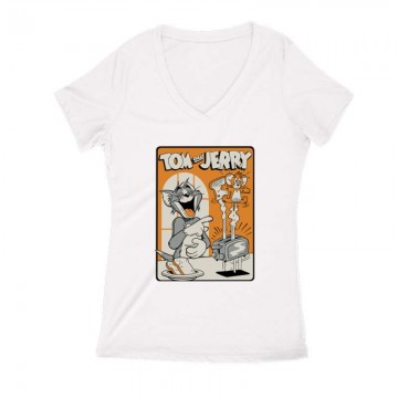 Tom & Jerry Breadtoaster Női V Kivágott póló