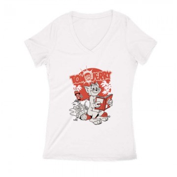 Tom & Jerry Rocket Női V Kivágott póló
