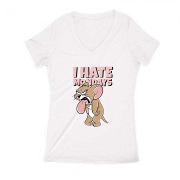 Tom & Jerry I Hate Mondays Női V Kivágott póló