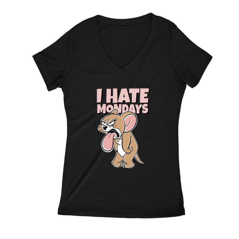 Tom & Jerry I Hate Mondays Női V Kivágott póló