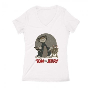 Tom & Jerry Retro Női V Kivágott póló