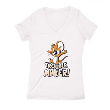 Trouble Maker Női V Kivágott póló