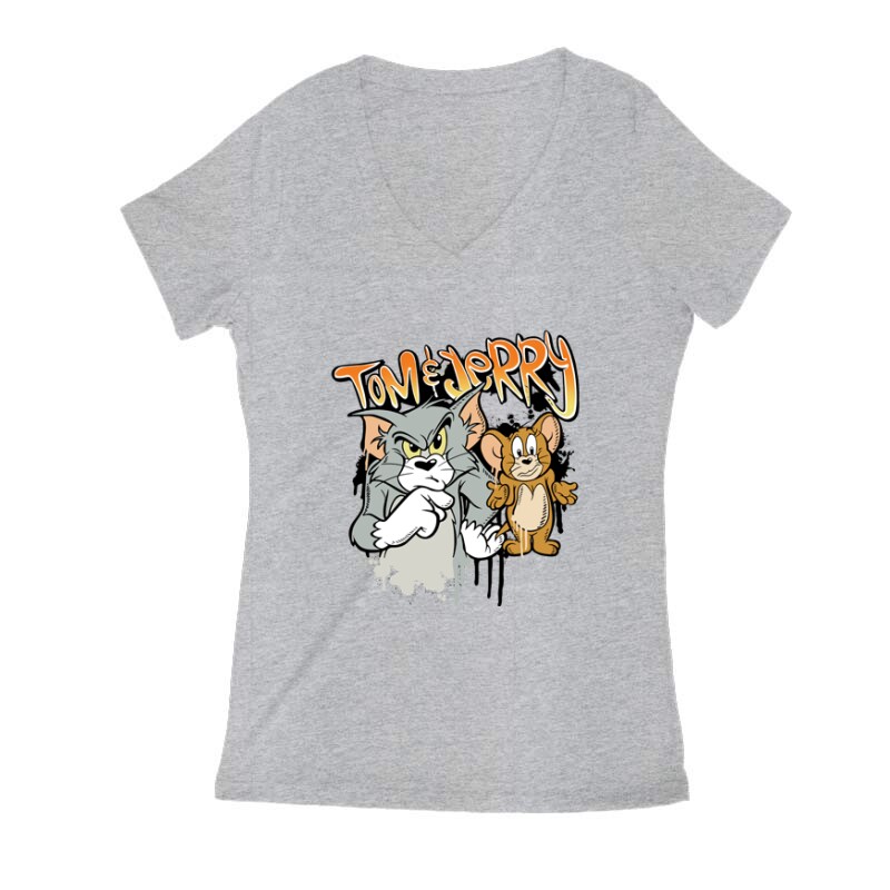 Tom & Jerry graffiti Női V Kivágott póló