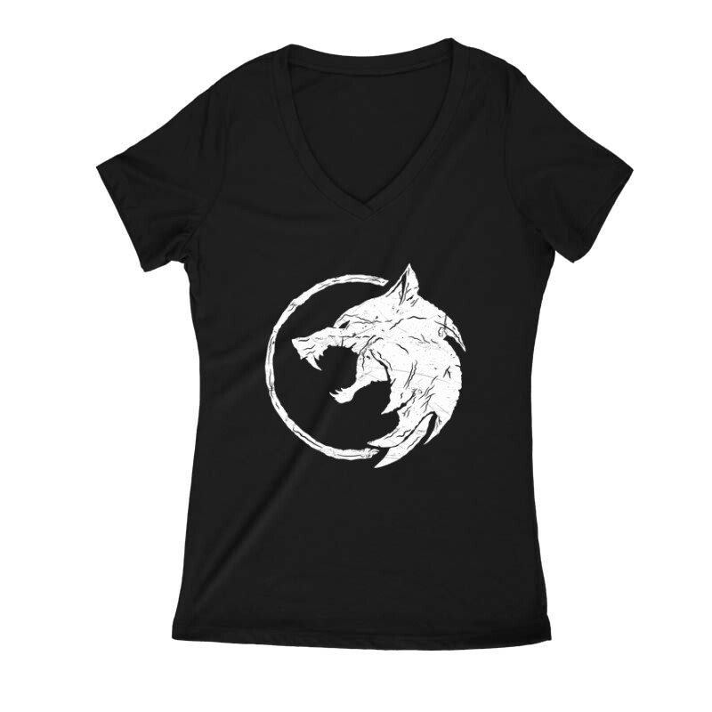 The Witcher Wolf Női V Kivágott póló