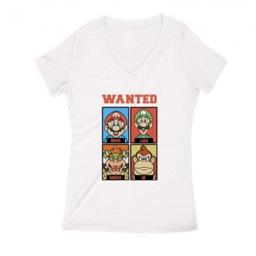 Supermario wanted Női V Kivágott póló
