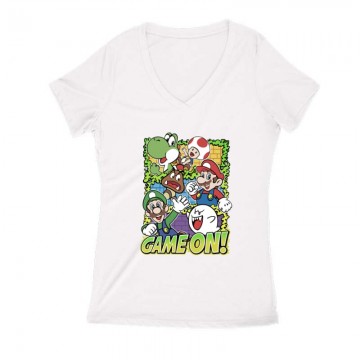 Game On Mario Női V Kivágott póló