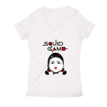 Squid game Doll Női V Kivágott póló