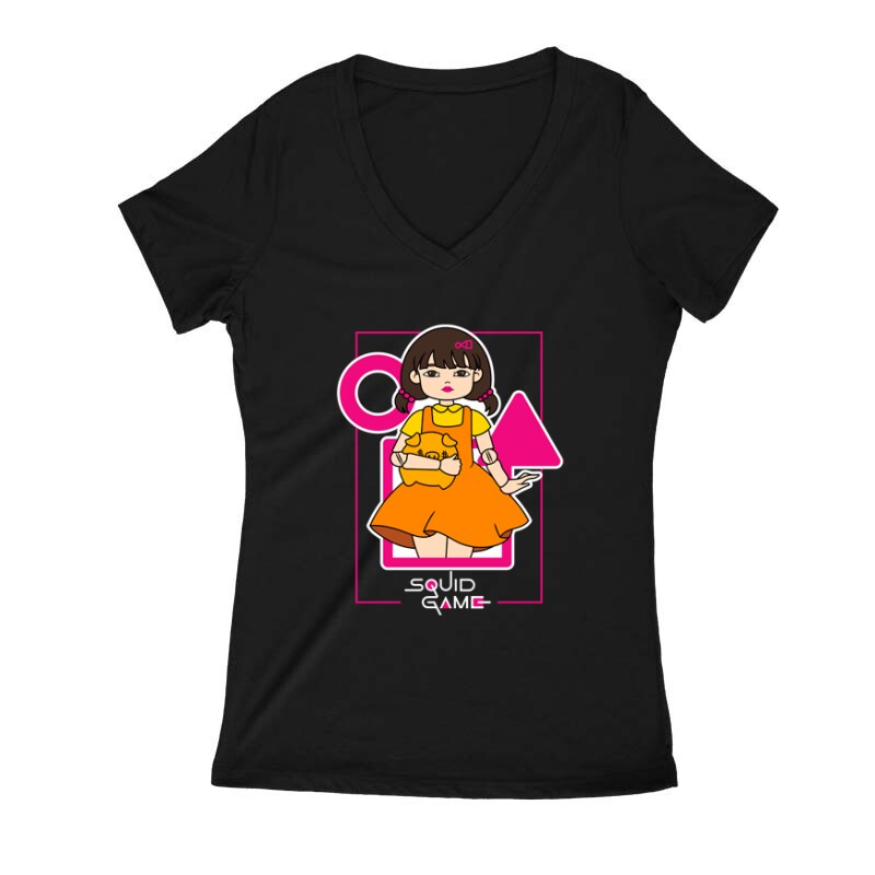 Squid game Doll 2 Női V Kivágott póló