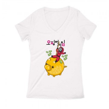 Squid Game Jackpot Női V Kivágott póló