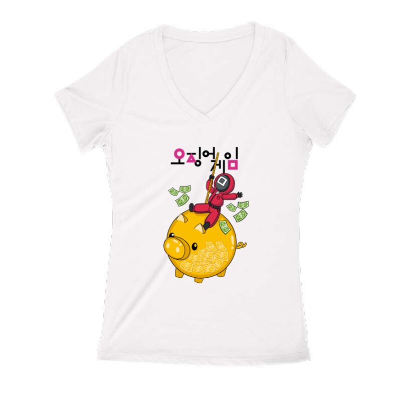 Squid Game Jackpot Női V Kivágott póló