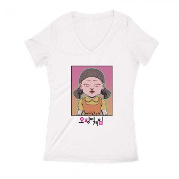 Squid Game Doll 4 Női V Kivágott póló