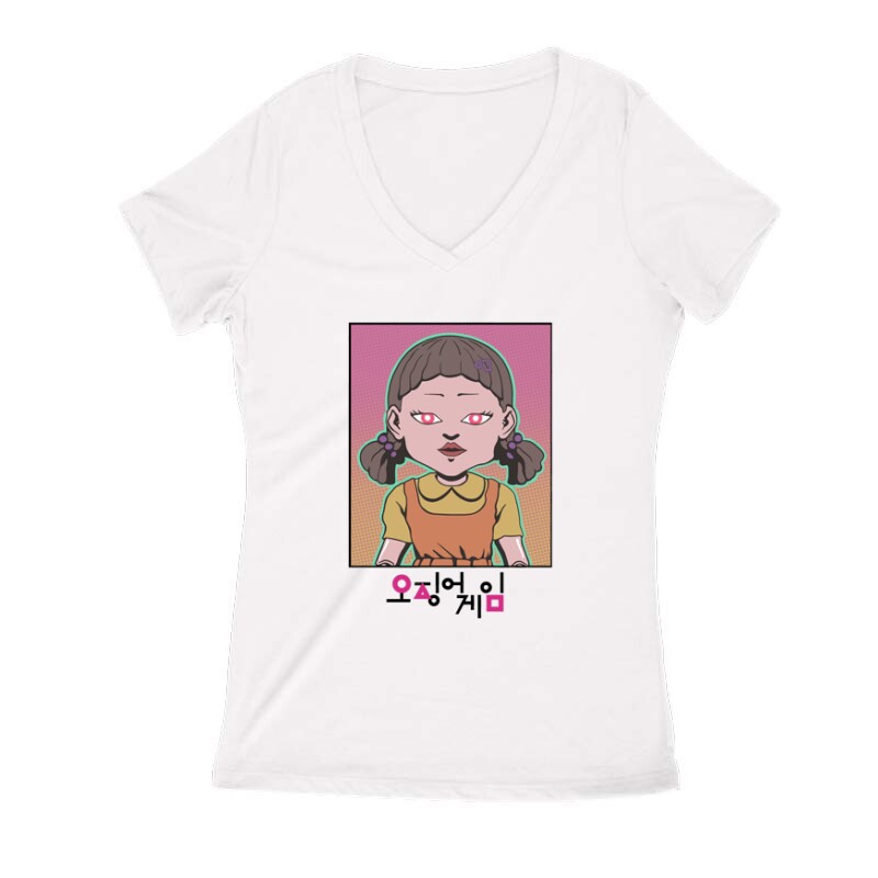 Squid Game Doll 4 Női V Kivágott póló