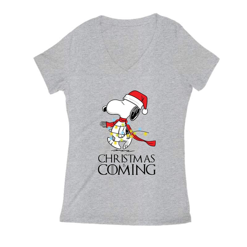 Christmas is coming (Snoopy) Női V Kivágott póló