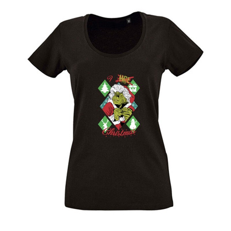I Hate Christmas (Grinch_2) Női O Nyakú Póló