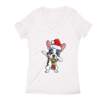 Dabbing Bulldog Női V Kivágott póló