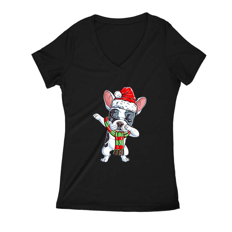 Dabbing Bulldog Női V Kivágott póló