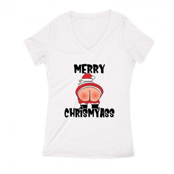 Merry Chrismyass Női V Kivágott póló