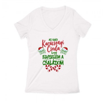 Karácsonyi csoda Női V Kivágott póló