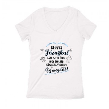 Kedves Jézuska Női V Kivágott póló