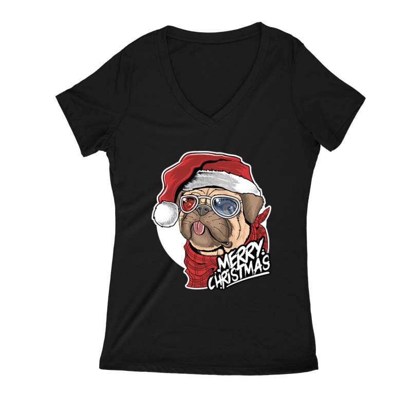 Merry Pug Női V Kivágott póló
