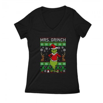 Mrs Grinch Női V Kivágott póló
