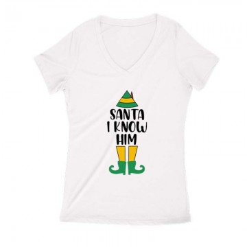 Santa I Know Elf Női V Kivágott póló