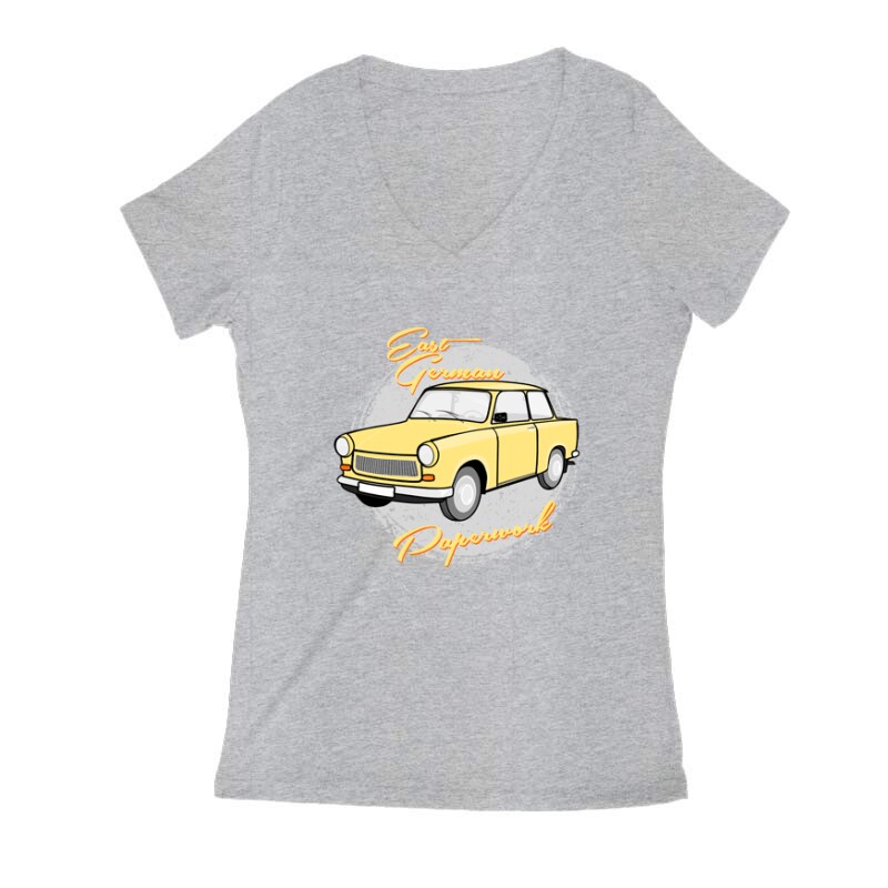 East German Paperwork Trabant Női V Kivágott póló