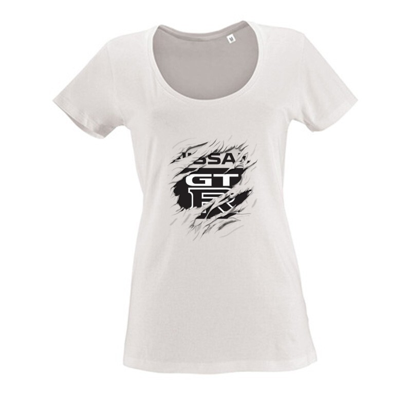 Nissan GTR tépett Női O Nyakú Póló