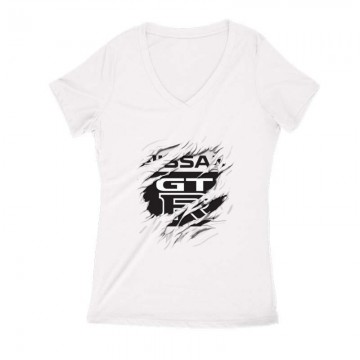 Nissan GTR tépett Női V Kivágott póló