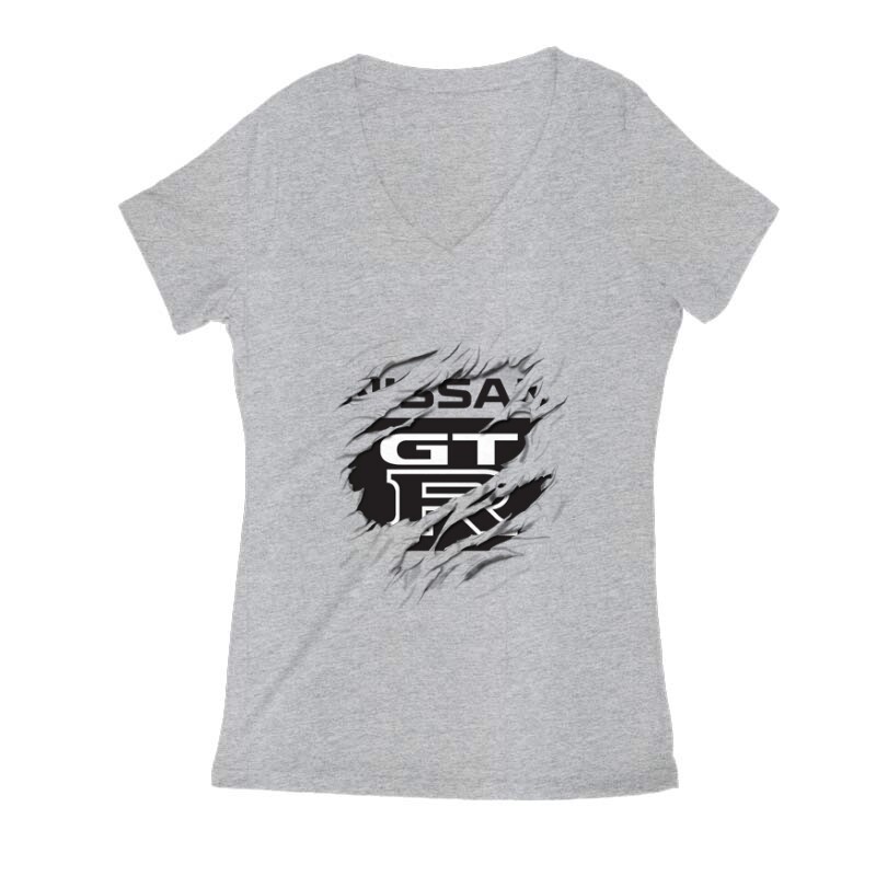 Nissan GTR tépett Női V Kivágott póló