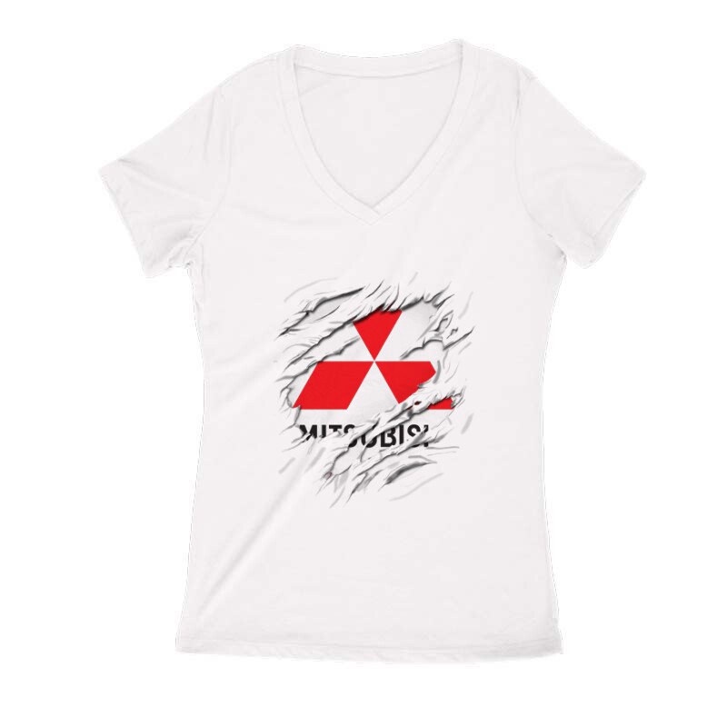 Mitsubishi tépett Női V Kivágott póló