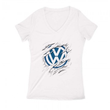 Volkswagen tépett Női V Kivágott póló