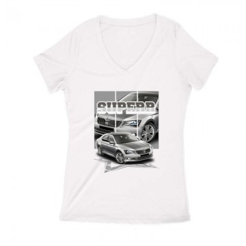 Skoda SuperB Női V Kivágott póló