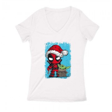 Deadpool & Yoda Női V Kivágott póló