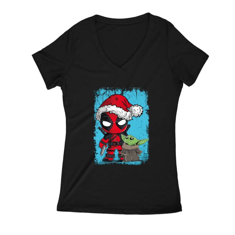 Deadpool & Yoda Női V Kivágott póló
