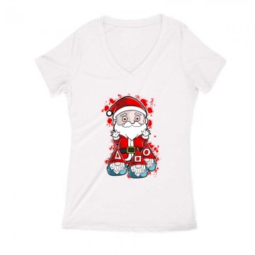 Squid Christmas Női V Kivágott póló