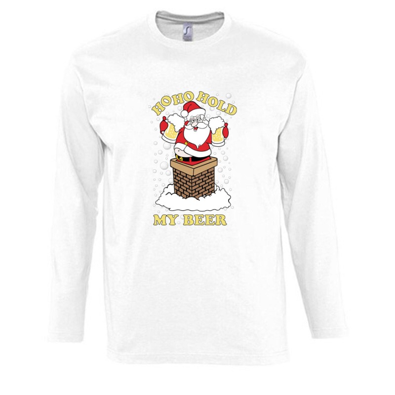 Ho Ho Hold My Beer Hosszú Ujjú Póló