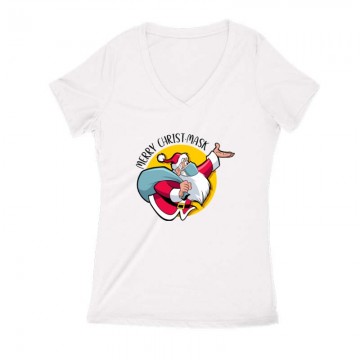 Merry Christ-Mask Női V Kivágott póló