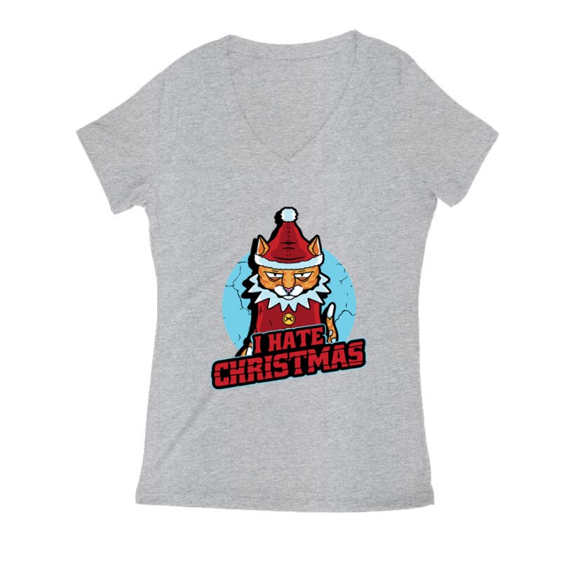 I Hate Christmas Női V Kivágott póló