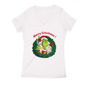 Merry Grinchmas! Női V Kivágott póló