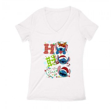 Stitch Ho Ho Ho Női V Kivágott póló