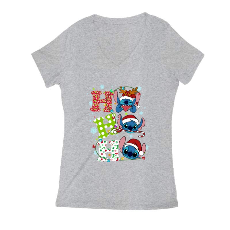 Stitch Ho Ho Ho Női V Kivágott póló