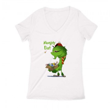 Grinch Naughty List Női V Kivágott póló