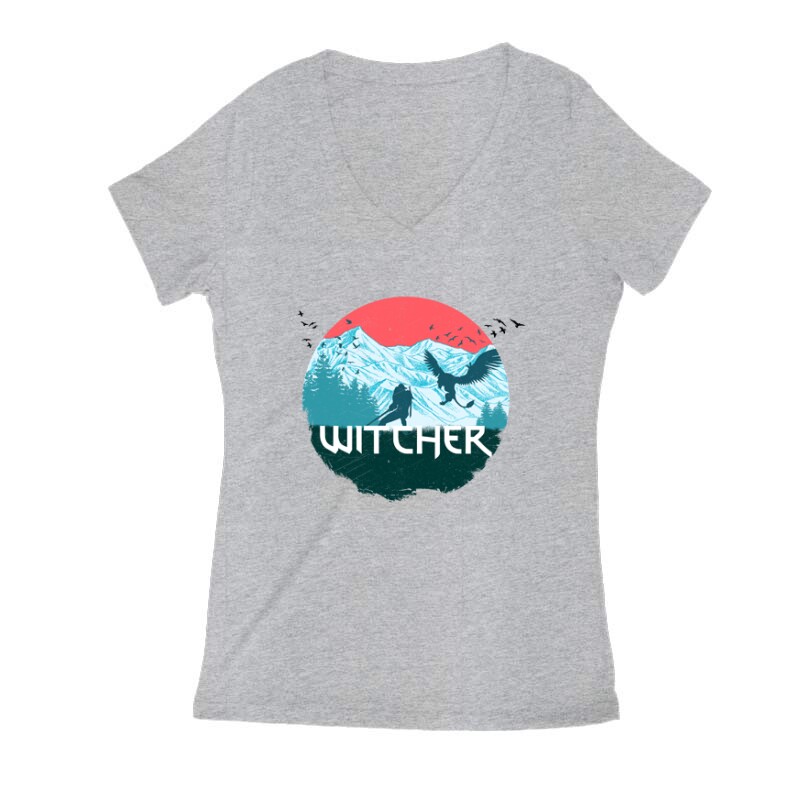 Witcher vintage Női V Kivágott póló