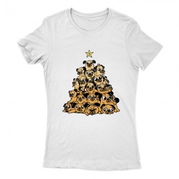 Pug Christmas tree Női Póló