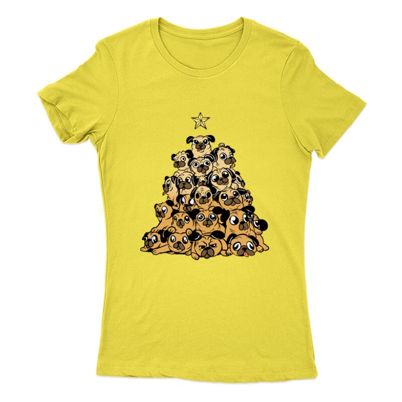 Pug Christmas tree Női Póló