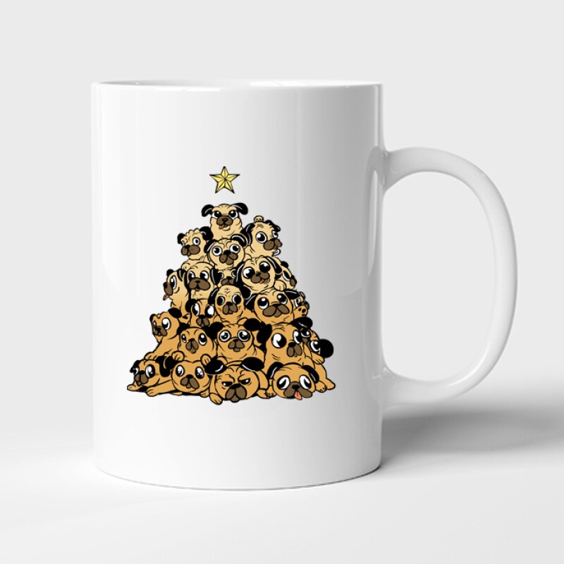 Pug Christmas tree Bögre