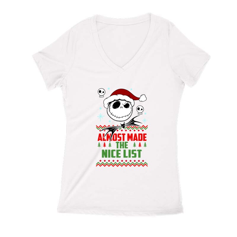 Almost made the nice list Női V Kivágott póló